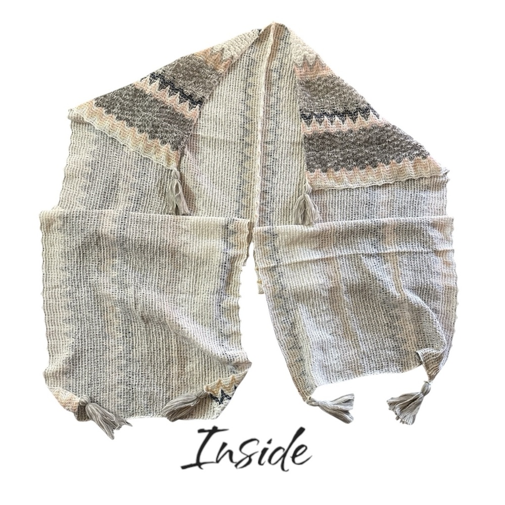 Chevron Knit Tassel Wrap Shawl Boho Blanket Scarf One Size - Picture 6 of 8